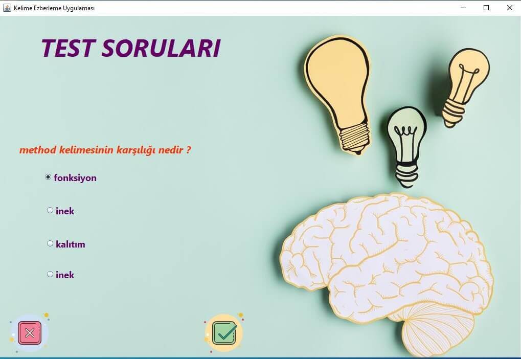 Utku YURT | Kelime Ezberleme Uygulaması JAVA Uygulama Test Sayfası