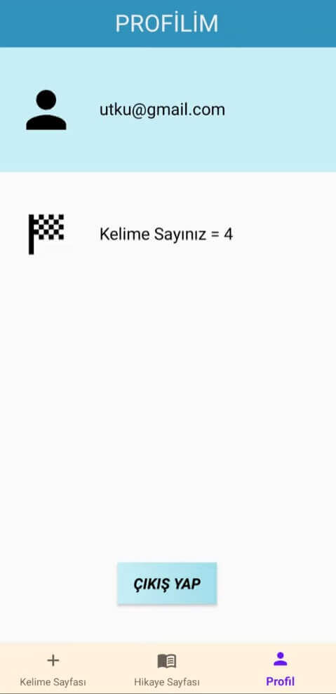 Utku YURT | Kelime Ezberleme Uygulaması Mobil Uygulama Profil Sayfası