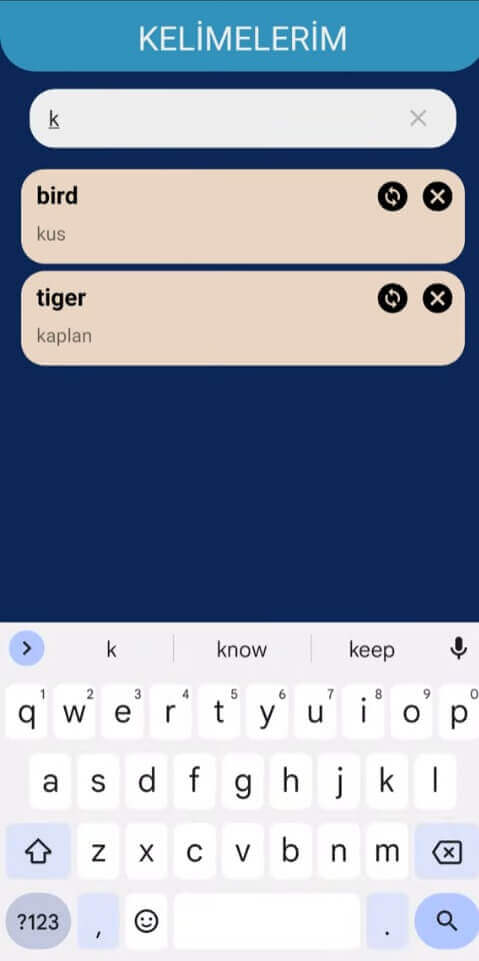 Utku YURT | Kelime Ezberleme Uygulaması Mobil Uygulama Kelime Arama