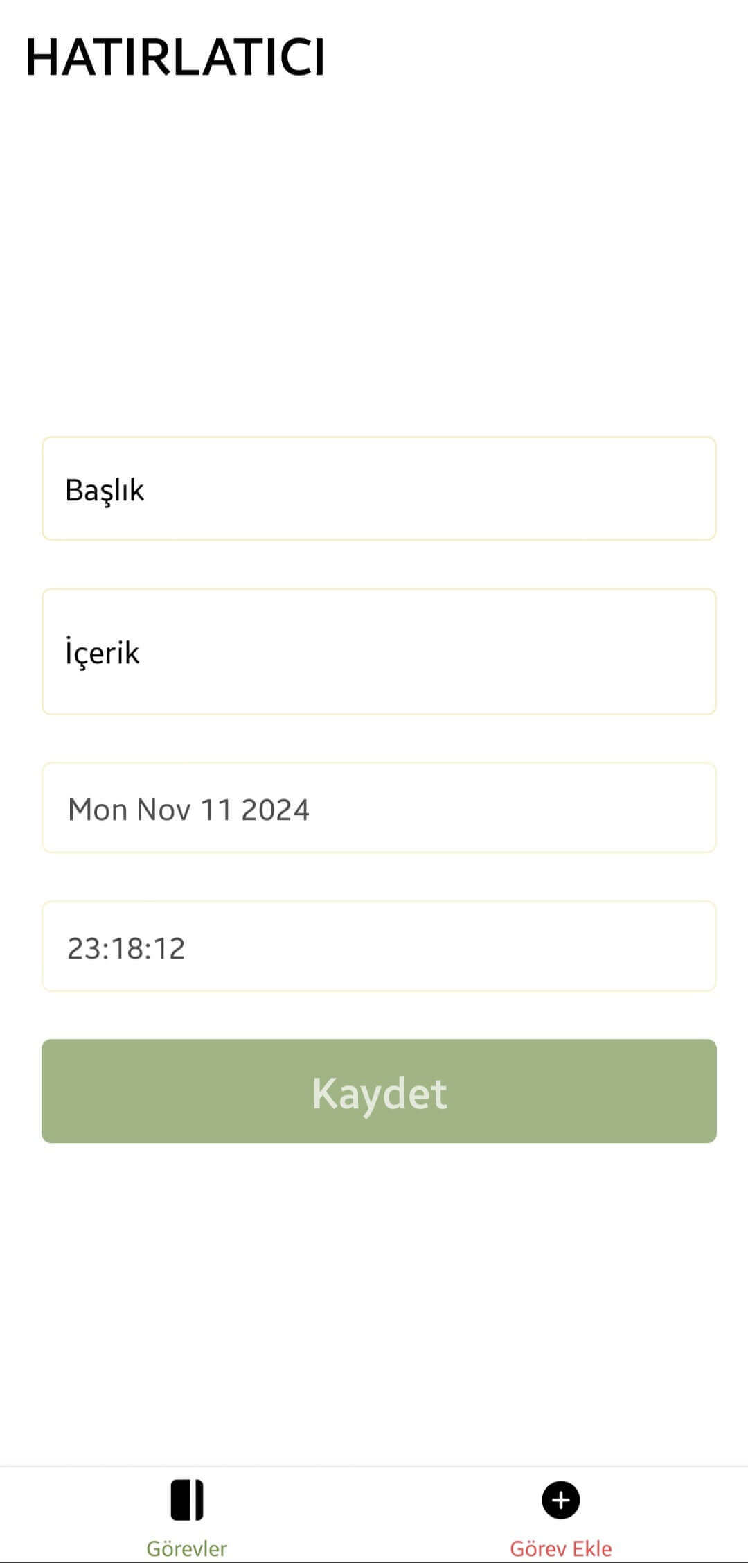 Utku YURT | React Native Mobil Uygulama TODO App Uygulaması Görev Ekleme
