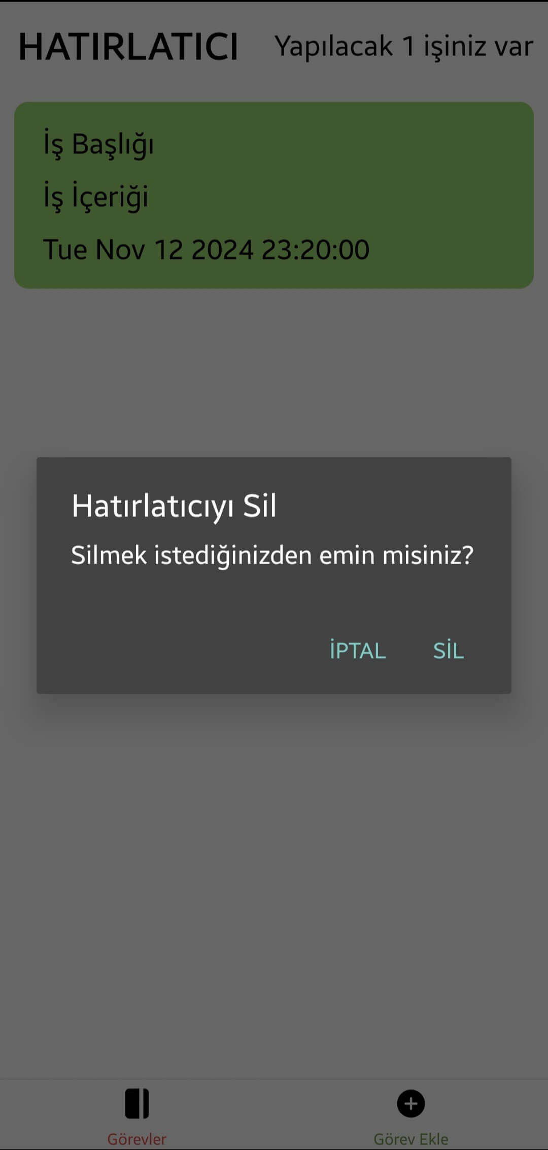 Utku YURT | React Native Mobil Uygulama TODO App Uygulaması Görev Silme